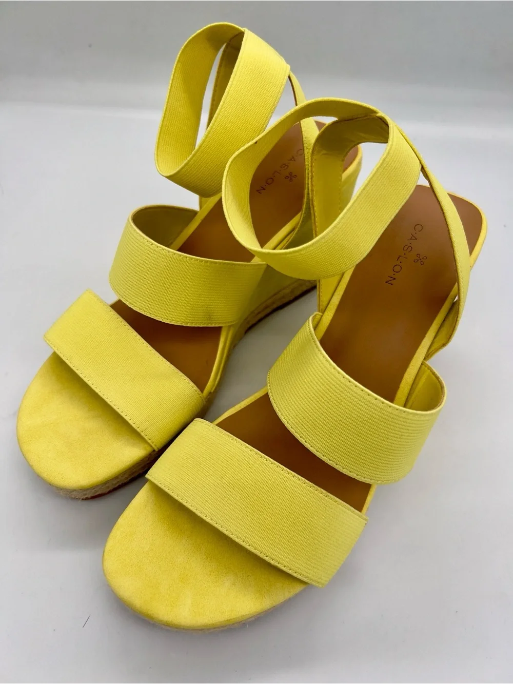 Caslon Yellow Women's Espadrille Wedge Sandals - Bright Yellow Strappy Style